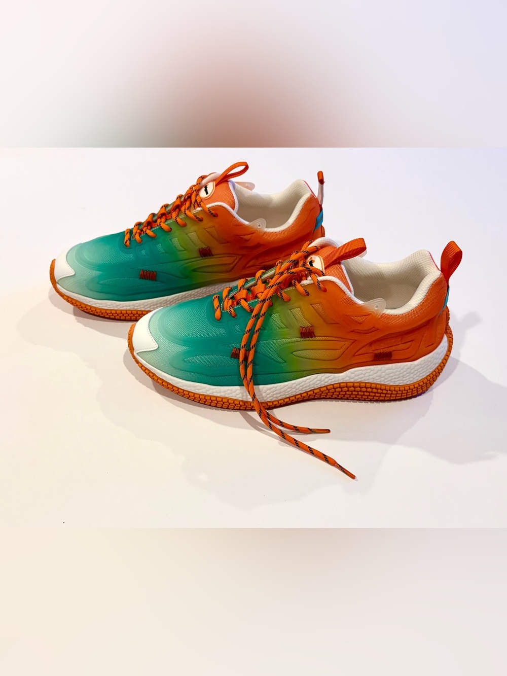 John Geiger 004 Miami Faded Men's Gradient Orange & Teal Athletic Sneakers